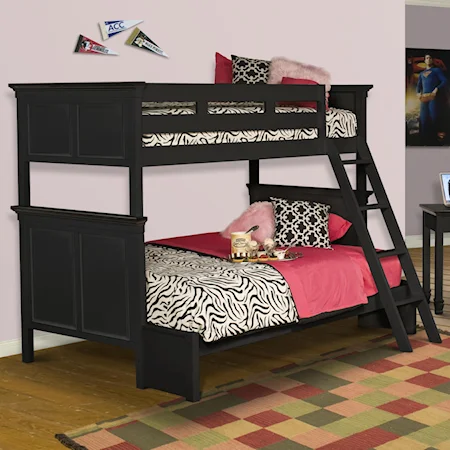 Twin-over-Full Bunk Bed with Paneled Headboard and Footboard